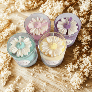 Velas con flor de cera